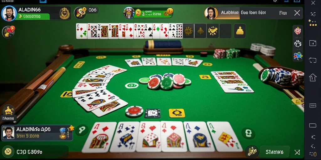 Tampilan screenshot gameplay <strong>ALADIN66</strong> dengan suasana permainan Gaple yang seru.