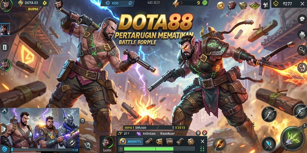 Screenshot menunjukkan pertarungan intense dalam game Battle Royale.