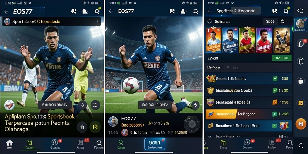 Screenshot utama EOS77 menampilkan pengalaman taruhan olahraga yang mendebarkan.