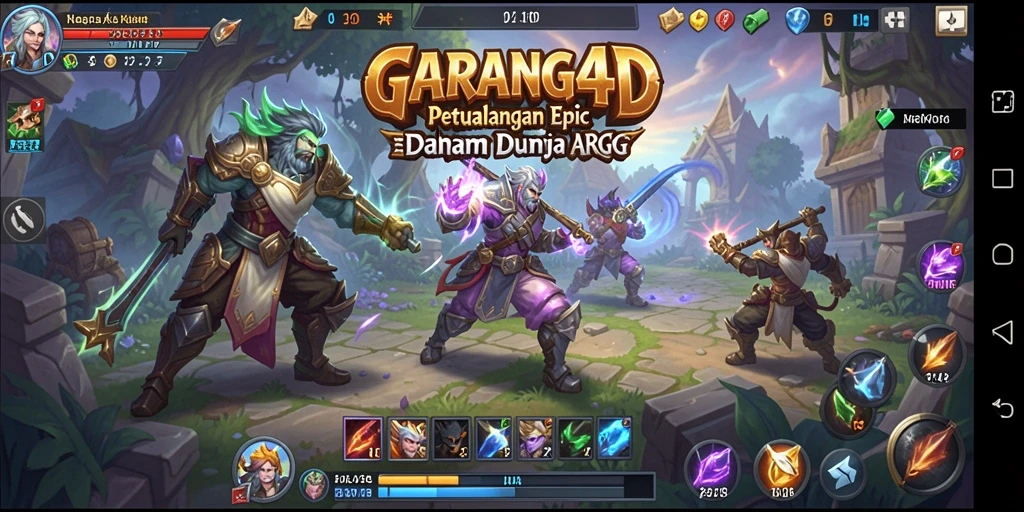 Tampilan seru gameplay GARANG4D dengan karakter melawan monster.
