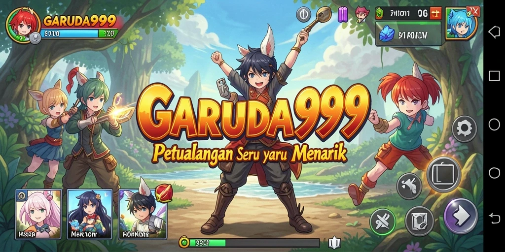 Tampilan gameplay GARUDA999 menampilkan aksi karakter anime yang hidup.