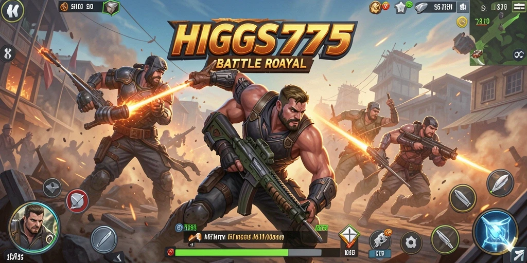 Screenshot gameplay seru HIGGS777 saat pertempuran Battle Royale.