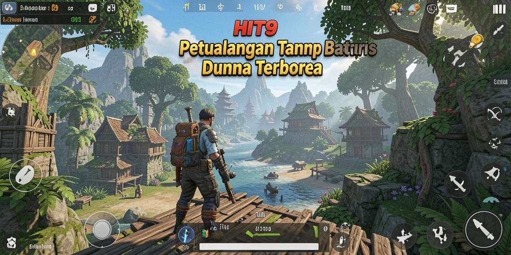 Screenshot gameplay HIT9 menampilkan eksplorasi fantastis di dunia terbuka.