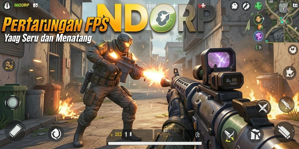 Tampilan gameplay seru dari INDORP dalam mode FPS.