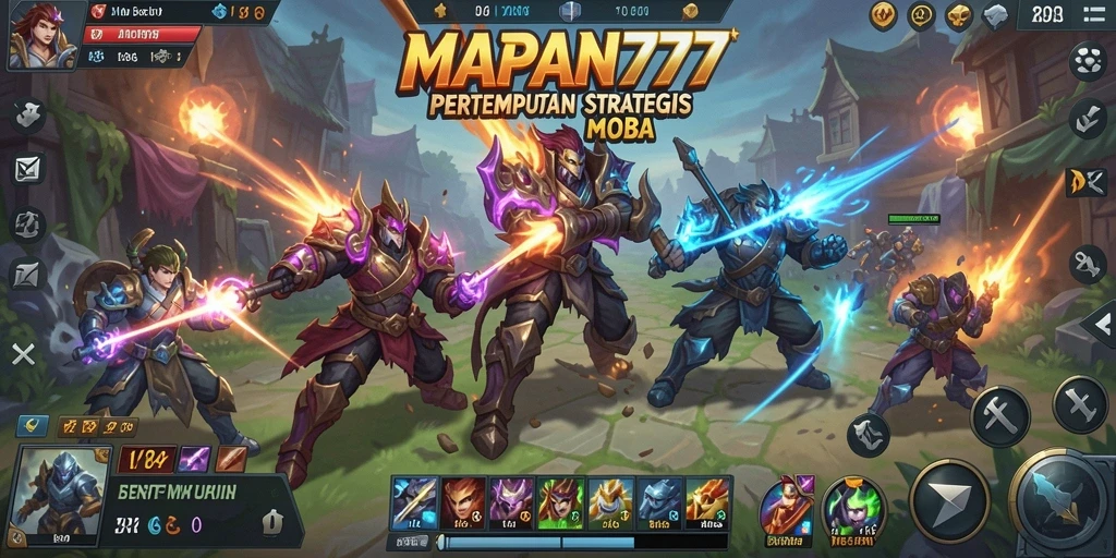 Screenshot game MAPAN777 menampilkan aksi seru dalam pertarungan tim.