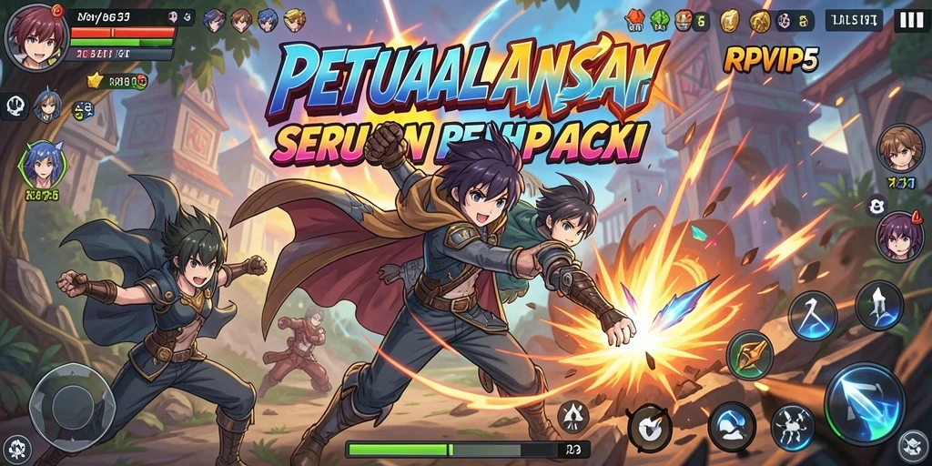Screenshot RPVIP5 menampilkan aksi karakter Anime yang mendebarkan.