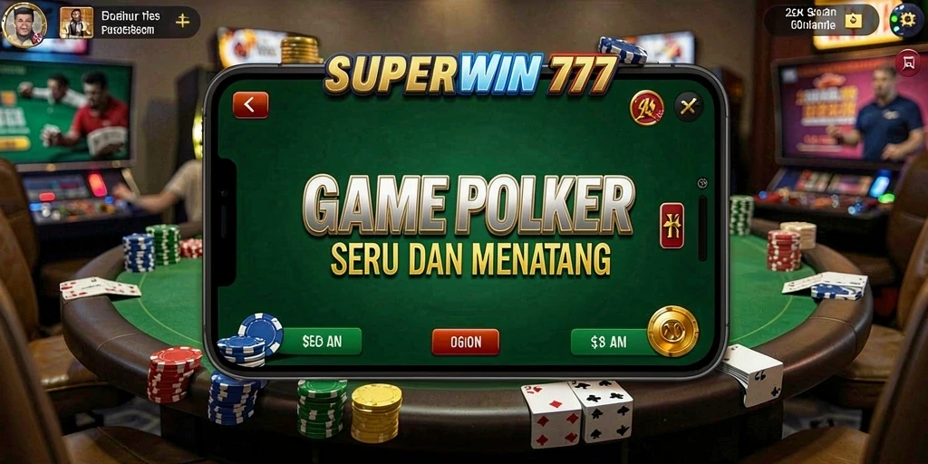 Tampilan gameplay Poker yang seru di SUPERWIN777.