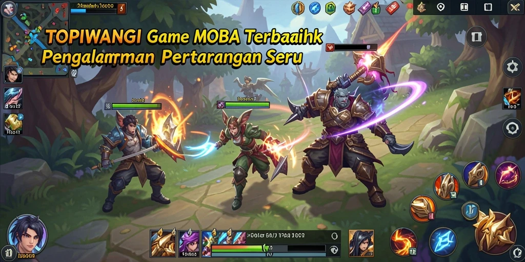 Tangkapan layar gameplay seru dalam TOPIWANGI dengan pertarungan antar tim.