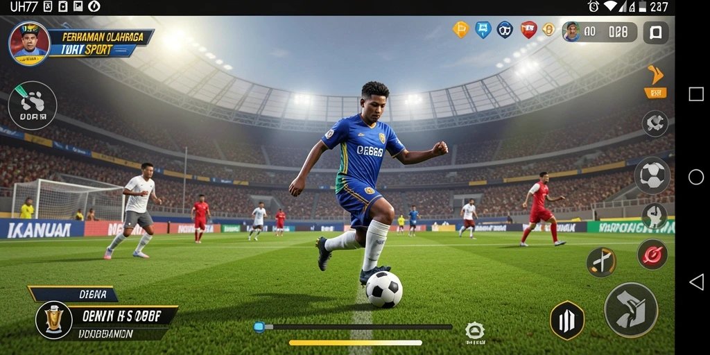 Screenshot UH77 menampilkan aksi seru dalam permainan olahraga.