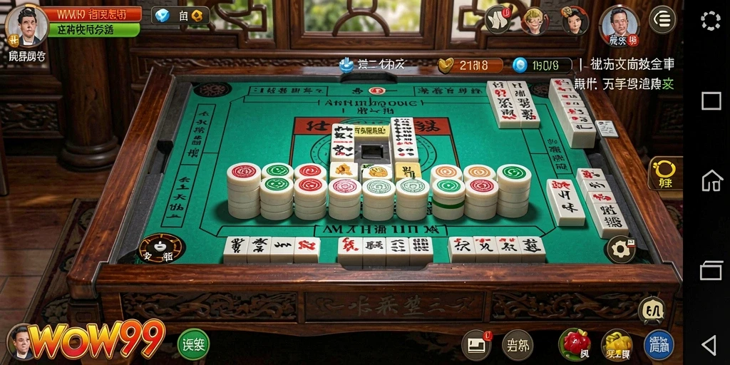 Screenshot gameplay WOW99 menampilkan aksi Mahjong yang intens.